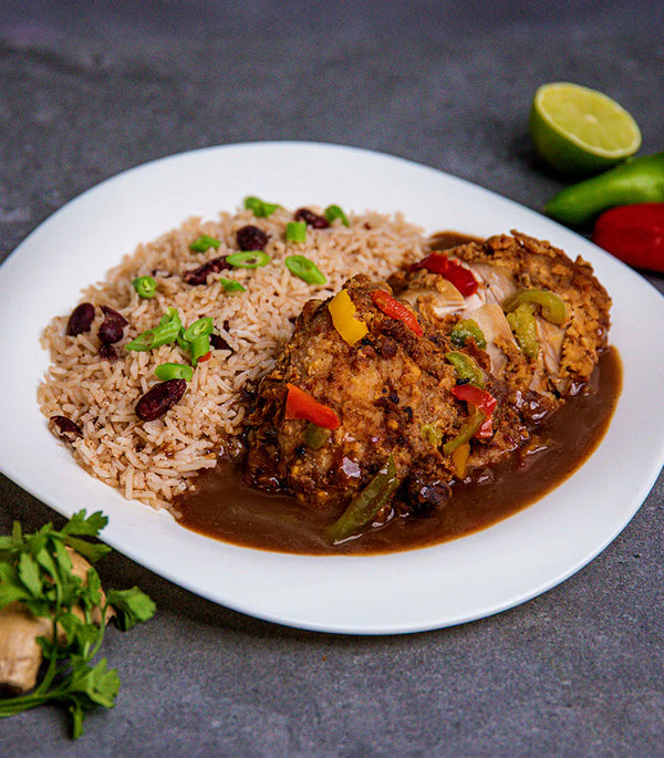 Spicy Fried Chicken with Rice and Peas Ready Meals