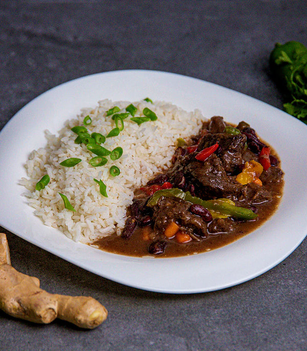 Stew Peas with Beef and Rice