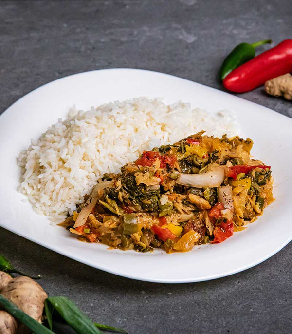 Callaloo and Saltfish with Rice Ready Meal