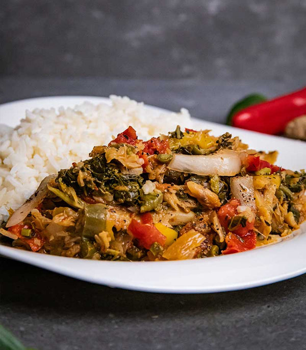 Callaloo and Saltfish with Rice Ready Meal