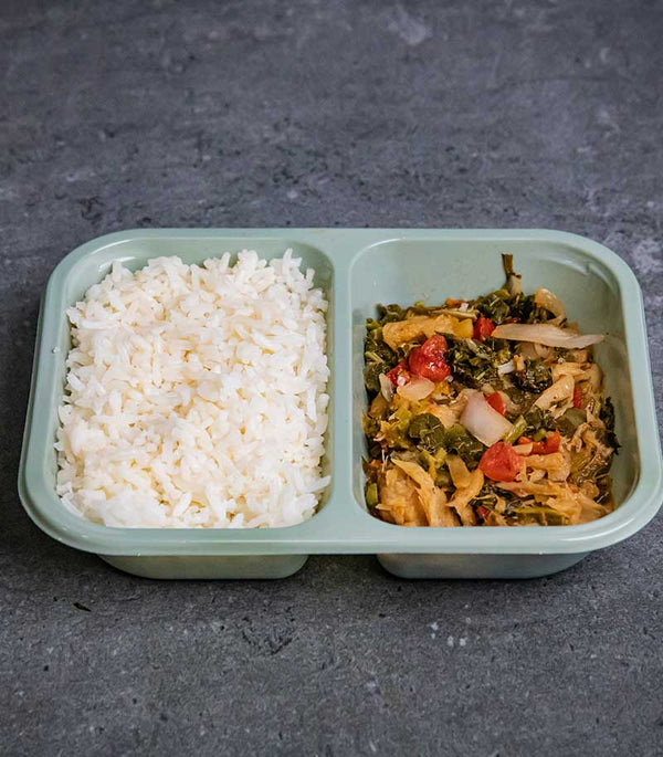 Callaloo and Saltfish with Rice Ready Meal