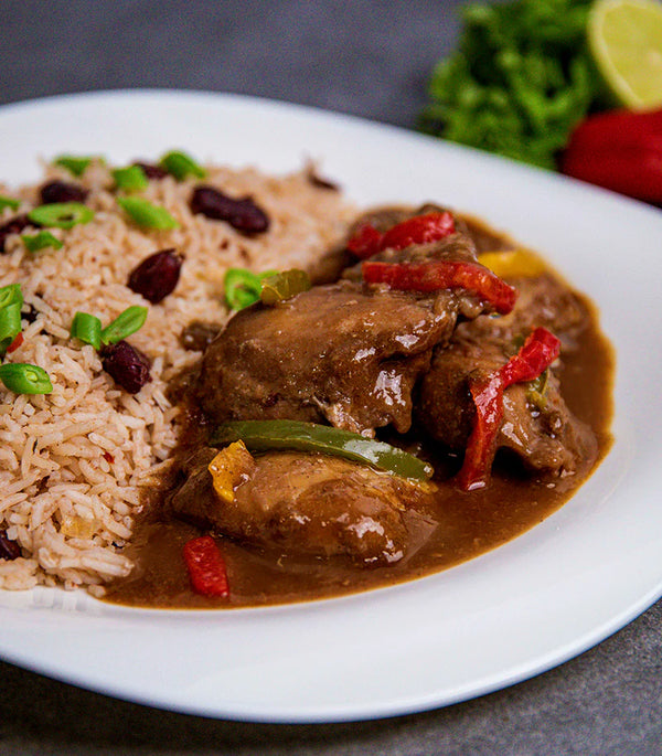 Brown Stew Chicken with Rice and Peas Ready Meal