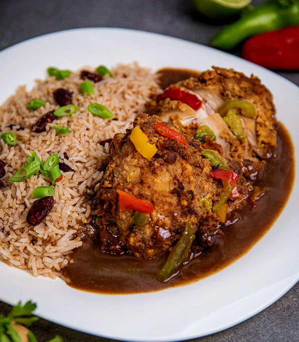 Spicy Fried Chicken with Rice and Peas Ready Meals