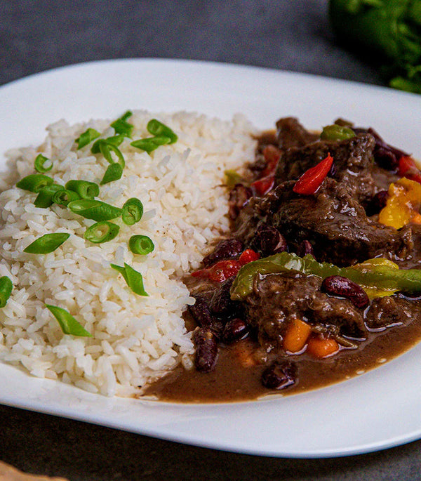 Stew Peas with Beef and Rice