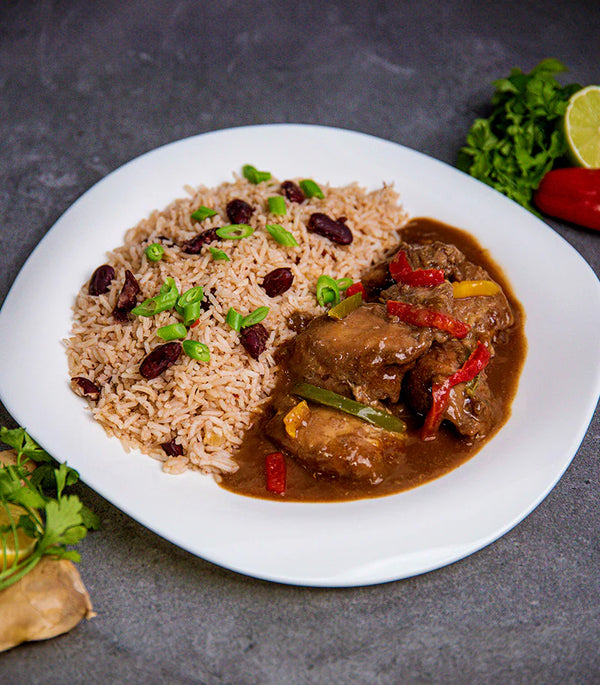 Brown Stew Chicken with Rice and Peas Ready Meal